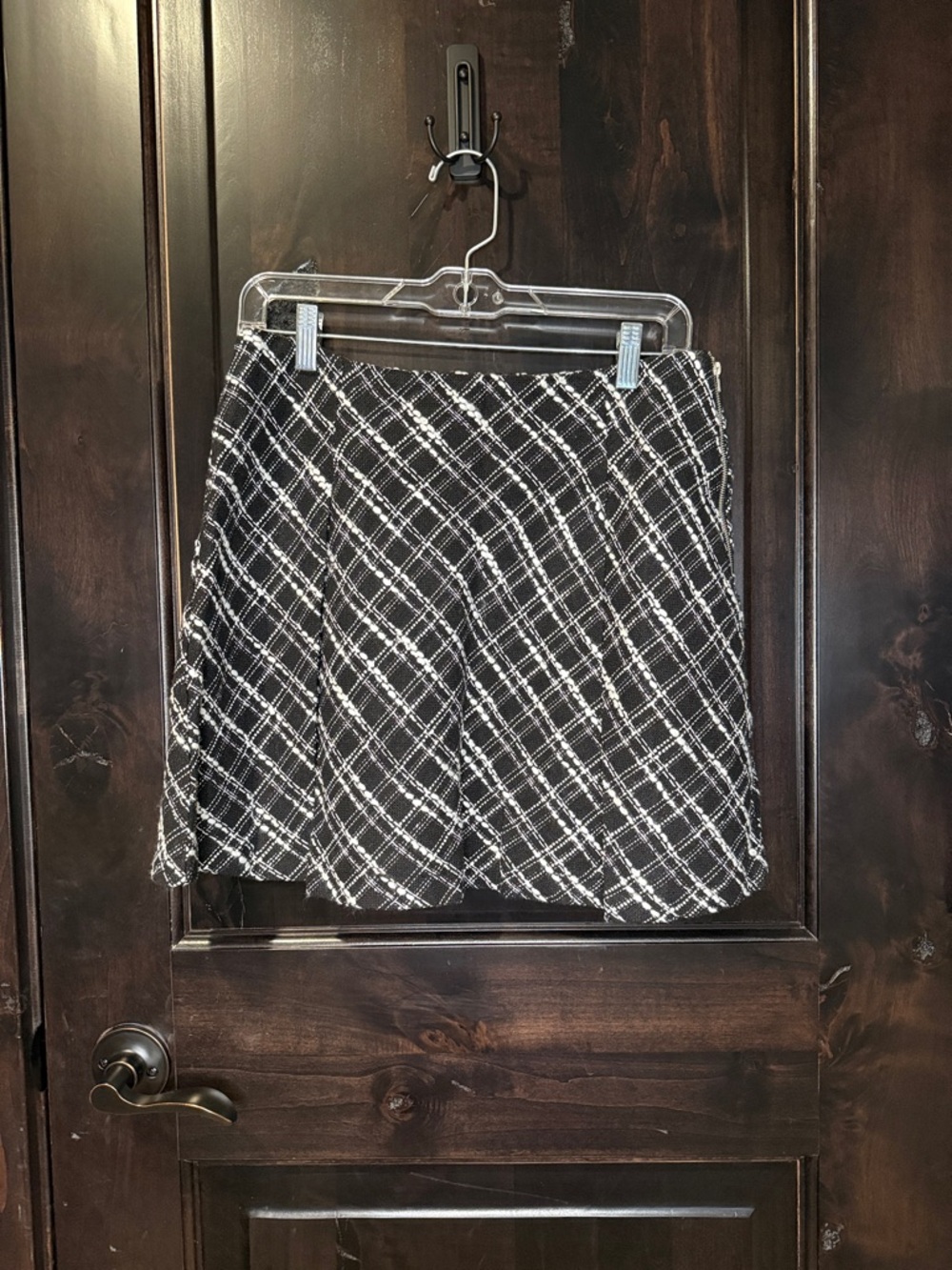 Hem & Thread Black and White Plaid Pleaded A-Line Skirt
